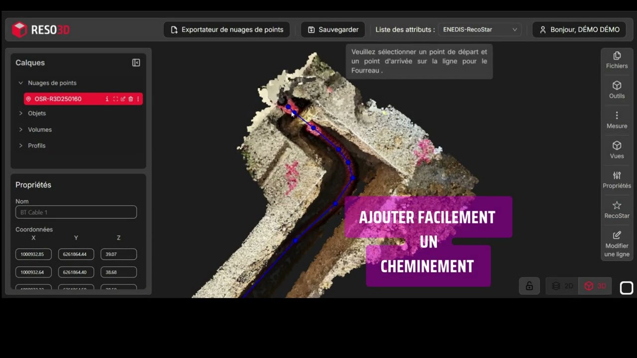 Aperçu de la démonstration de vectorisation RecoStaR dans MyReso3D